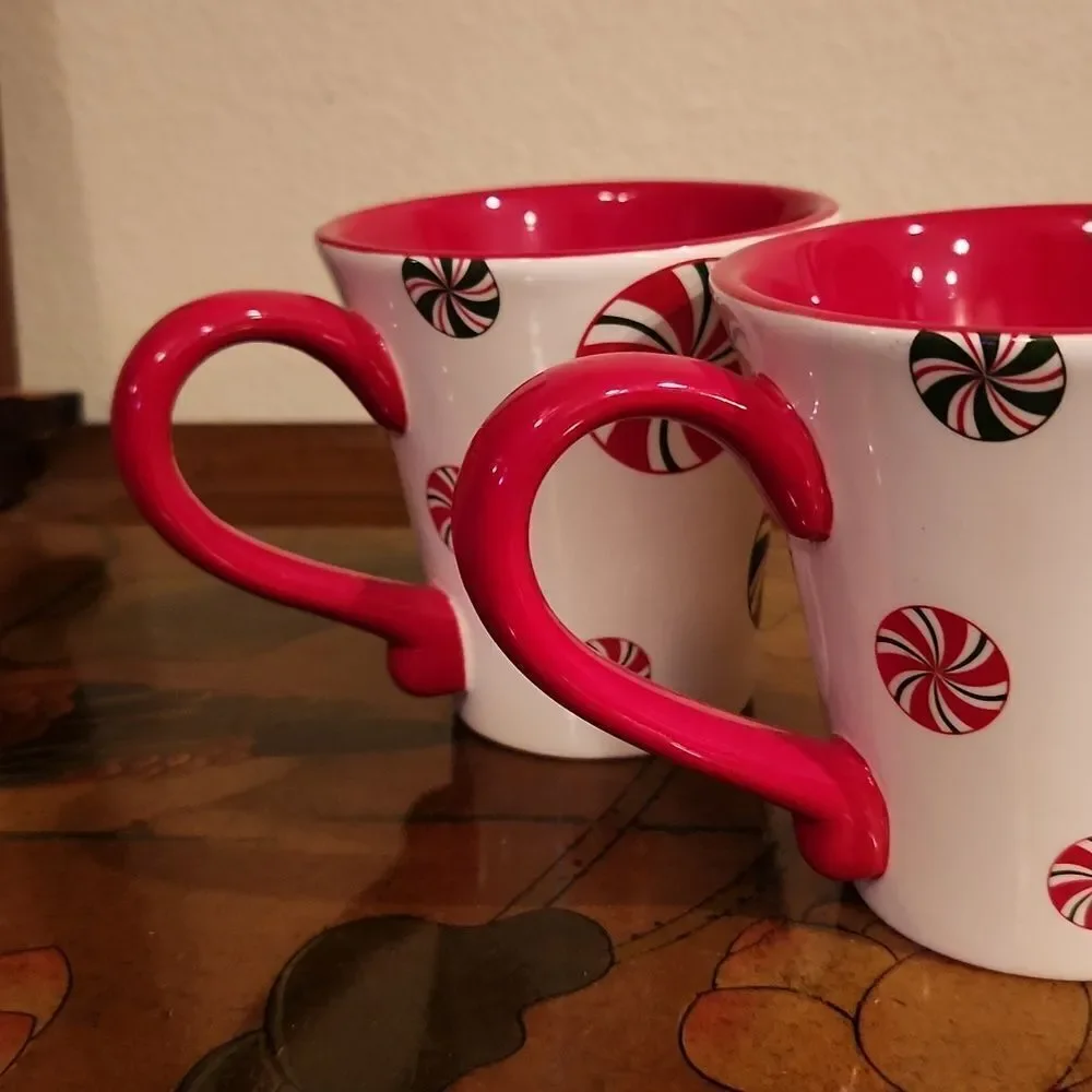 Pier 1 Imports Candy Cane Cup Mug 10oz. Set of 2